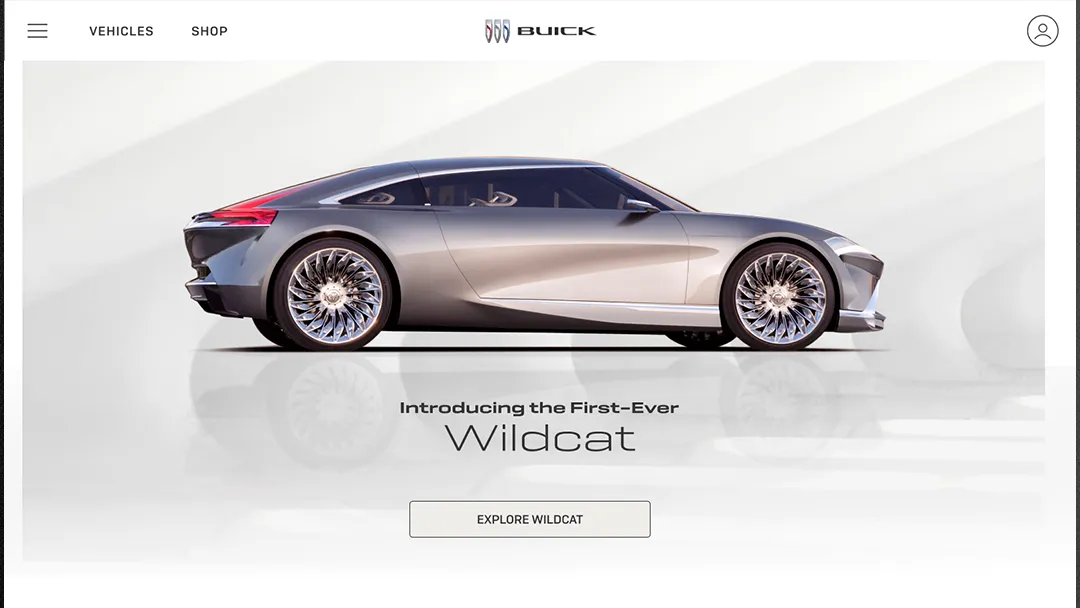 Image of the website to launch the Buick Concept car, the Wildcat.